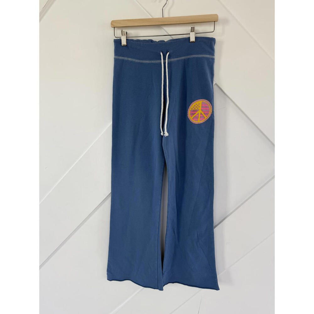 Y2K Fresh Karma Blue Women's Sweatpants with Peace Sign Patch